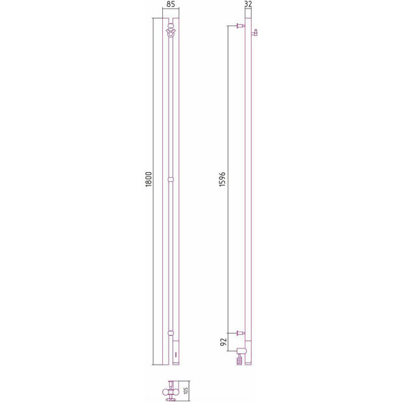Полотенцесушитель электрический Сунержа Нюанс 3.0 П2 1800x85 мм 30-5843-1853 R, белый матовый - фото 5