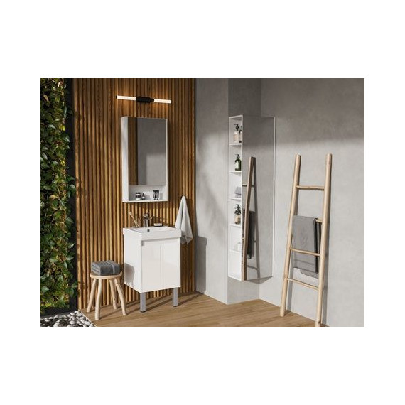 Тумба универсальная с раковиной Акватон Сканди Doors 45 см 1A278701SD010, белый матовый/белый глянцевый (ножки в комплекте) - фото 8