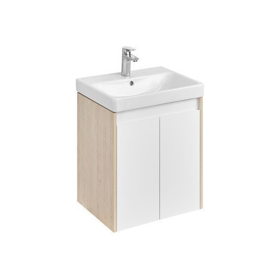 Тумба универсальная с раковиной Акватон Сканди Doors 55 см 1A278801SDB20, дуб верона/белый глянцевый (ножки в комплекте) - фото 7