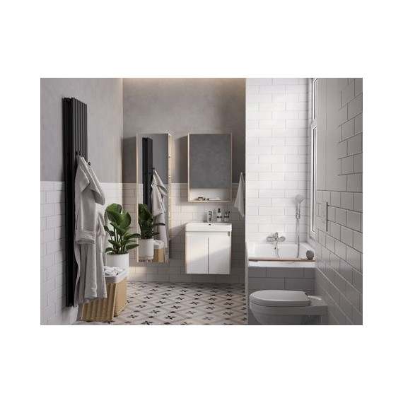 Тумба универсальная с раковиной Акватон Сканди Doors 55 см 1A278801SDB20, дуб верона/белый глянцевый (ножки в комплекте) - фото 8