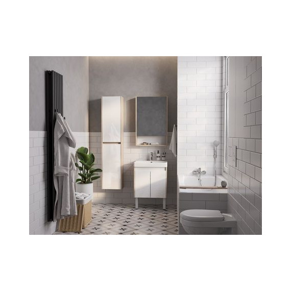 Тумба универсальная с раковиной Акватон Сканди Doors 55 см 1A278801SDB20, дуб верона/белый глянцевый (ножки в комплекте) - фото 10