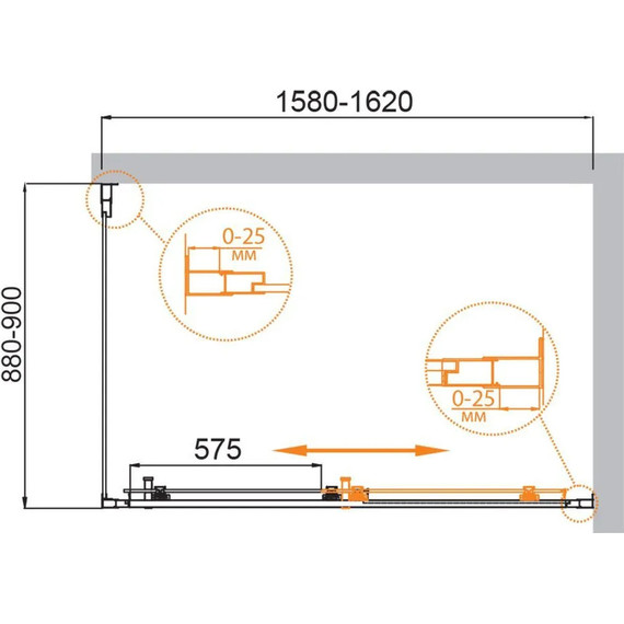Душевое ограждение Cezares 160х90 см MOLVENO-AH-11-160/90-C-Cr-IV, хром/прозрачное - фото 2