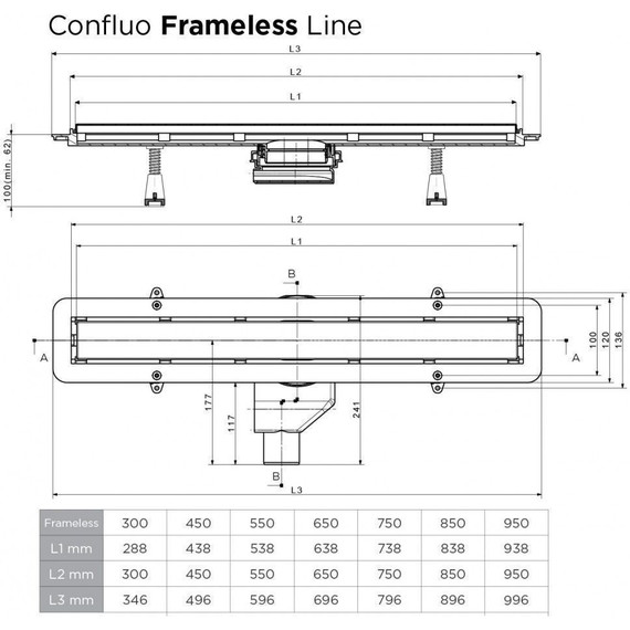 Трап Pestan (BETTOSERB) Confluo Frameless Gold Line 750 13701223, золото глянец (под плитку), Цвет производителя: золото глянец, Размер трапа: 750 - фото 8