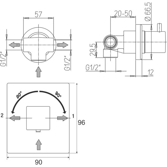 Переключатель потоков на два потребителя Paini Grazia 21CR425 - фото 5