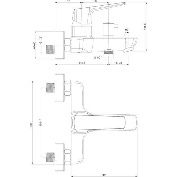 Смеситель для ванны Paini Bari RTCR111 - фото 4