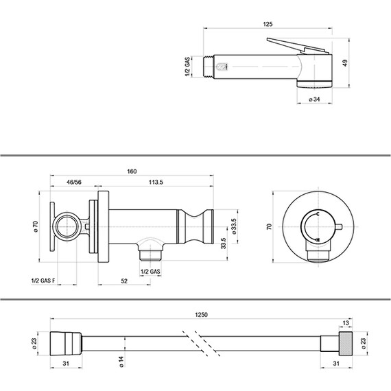 Набор для гигиенического душа Bossini Paloma Flat E37015B.030 (с прогрессивным картриджем​) - фото 2