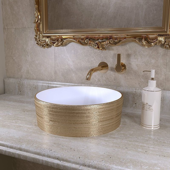 Раковина-чаша Grossman Color 35 см GR-5010GW, золото/белый - фото 2