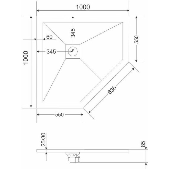 Поддон каменный Grossman Strong 90x90 см GR-S29090D, графит матовый - фото 7
