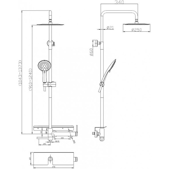 Душевая стойка BelBagno Etna ETN-VSCM-IN, сатин - фото 2