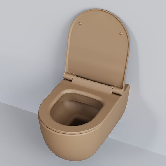 Унитаз подвесной безободковый Ambassador Abner 103T20501R, темно-бежевый матовый, Цвет производителя: коричневый - фото 10