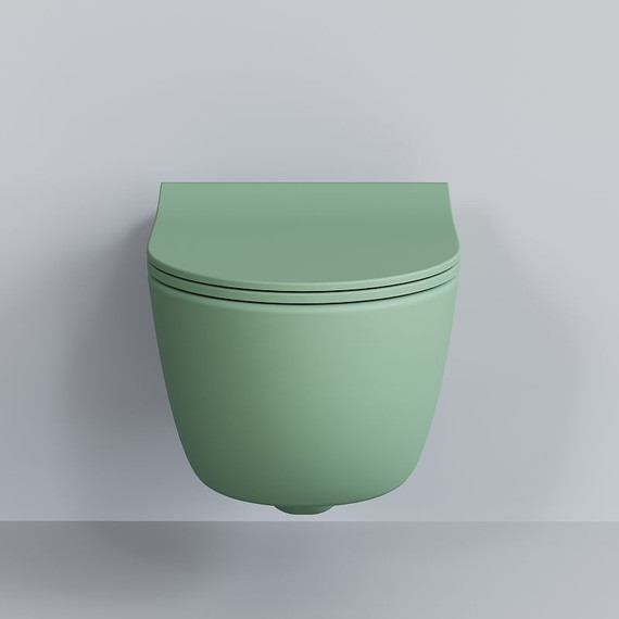 Унитаз подвесной безободковый Ambassador Abner 103T21001R, мятный матовый, Цвет производителя: зелёный - фото 9