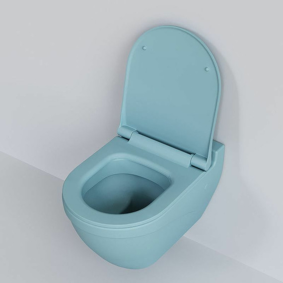 Унитаз подвесной безободковый Ambassador Nord 133T20801, голубой матовый, Цвет производителя: синий - фото 5