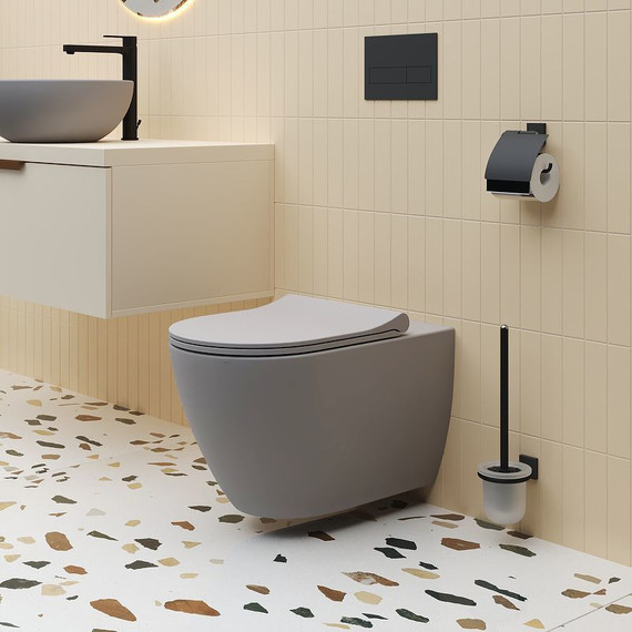 Унитаз подвесной безободковый Ambassador Queen 113T20301R, серый матовый, Цвет производителя: серый - фото 6