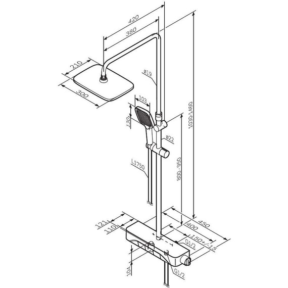 Душевая стойка Am.Pm Func F078F700, Цвет производителя: хром - фото 15