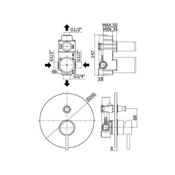Смеситель для ванны Paffoni Light LIG015CR - фото 2