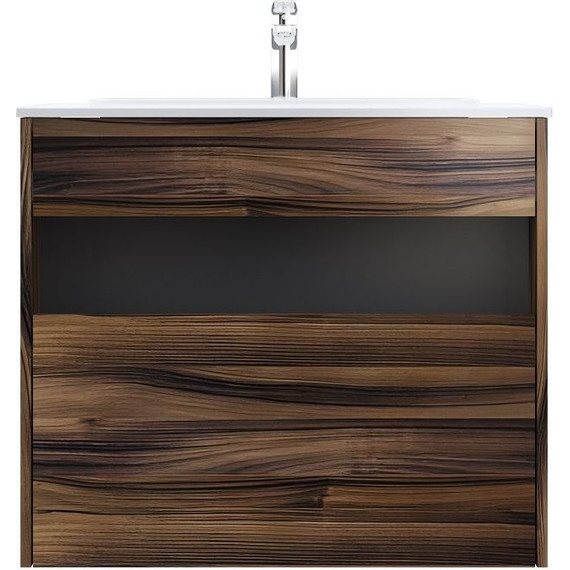 Тумба подвесная с раковиной Am.Pm Func 80 см M8FFUX0801OF, дуб крафт, Цвет фасада: тёмное дерево - фото 