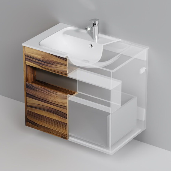 Тумба подвесная с раковиной Am.Pm Func 80 см M8FFUX0801OF, дуб крафт, Цвет фасада: тёмное дерево - фото 8