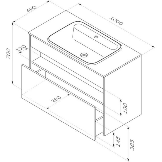 Тумба подвесная с раковиной Am.Pm Func 100 см M8FFUX1001OF, дуб крафт, Цвет фасада: тёмное дерево - фото 12