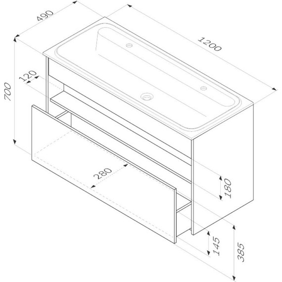 Тумба подвесная с раковиной Am.Pm Func 120 см M8FFUX1201WG, белый глянцевый, Цвет фасада: белый - фото 12