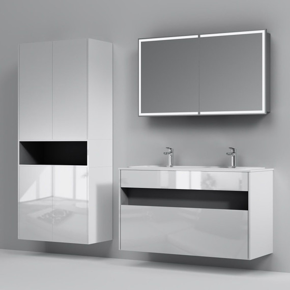 Тумба подвесная с раковиной Am.Pm Func 120 см M8FFUX1201WG, белый глянцевый, Цвет фасада: белый - фото 5