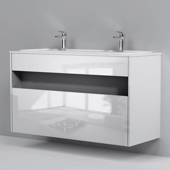 Тумба подвесная с раковиной Am.Pm Func 120 см M8FFUX1201WG, белый глянцевый, Цвет фасада: белый - фото 6