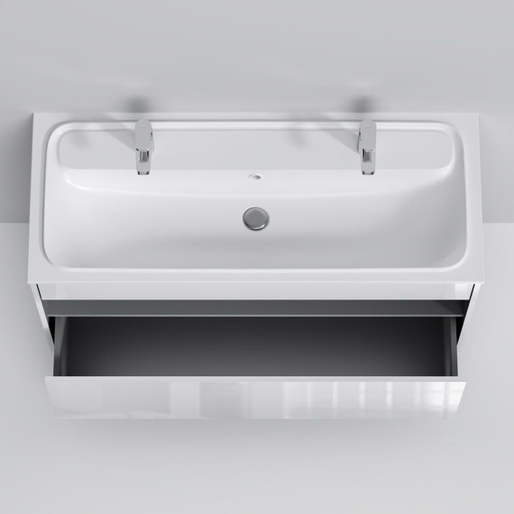 Тумба подвесная с раковиной Am.Pm Func 120 см M8FFUX1201WG, белый глянцевый, Цвет фасада: белый - фото 7