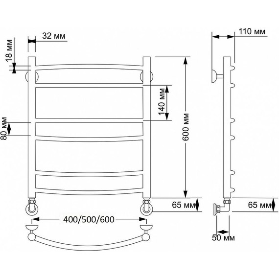 Полотенцесушитель водяной Secado Милан 2 П6 500x600 мм, бронза - фото 3