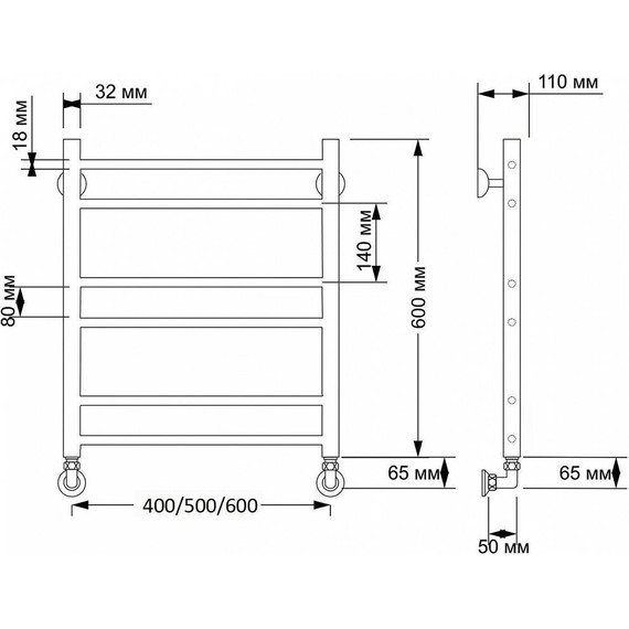 Полотенцесушитель водяной Secado Триада 2 П6 500x600 мм, бронза - фото 3