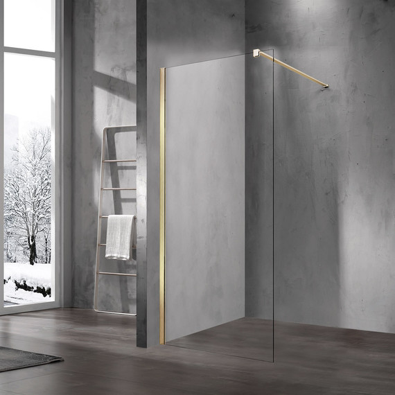 Душевая перегородка Vincea Walk-In 90 см VSW-1H900CLG (стекло 8 мм) с кронштейном в комплекте, золото/прозрачное - фото 