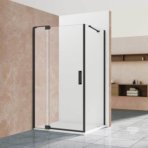 Душевое ограждение Vincea Extra 80-90x90 см VSR-1E809090CLB (стекло 8 мм), черный/прозрачное - фото 