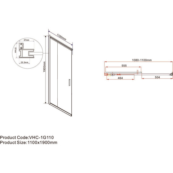 Душевое ограждение Vincea Garda 110x110 см VSS-1G1111CGB, черный/тонированное - фото 2