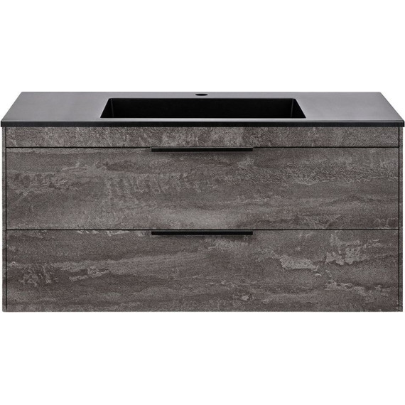 Тумба подвесная с раковиной Vincea Chiara 2D 100 см VMC-2C2100GS (раковина VCB-13100B), цвет черный - фото 