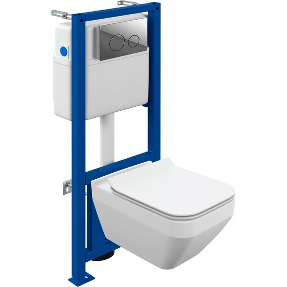 Инсталляция с подвесным унитазом Cersanit Crea Square Co Dpl Eo Slim A64443 (кнопка Twins хром глянцевый) - фото 