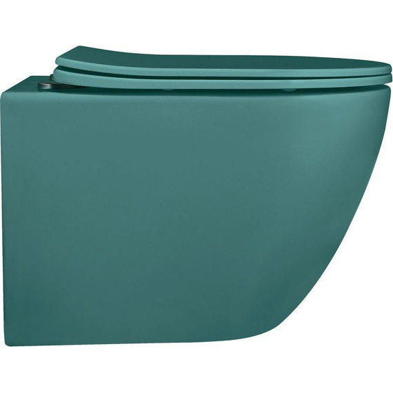 Унитаз подвесной безободковый Abber Bequem AC1101MBG с крышкой микролифт, зеленый матовый, Цвет производителя: зелёный - фото 5