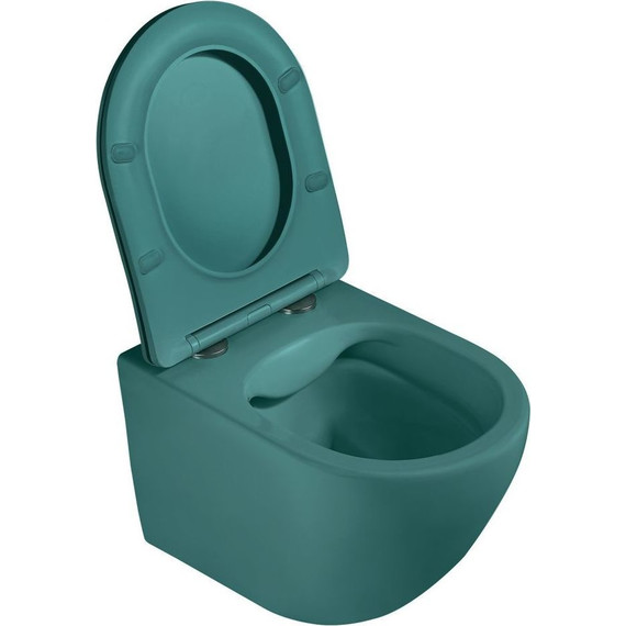 Унитаз подвесной безободковый Abber Bequem AC1101MBG с крышкой микролифт, зеленый матовый, Цвет производителя: зелёный - фото 7