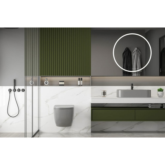 Унитаз подвесной безободковый Abber Bequem AC1103MG с крышкой микролифт, серый матовый, Цвет производителя: серый - фото 2