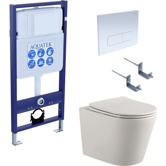 Инсталляция Aquatek Standart 50 INS-0000012 с подвесным унитазом Aquatek Вега AQ1904-00 (кнопка KDI-0000013 белая) - фото 
