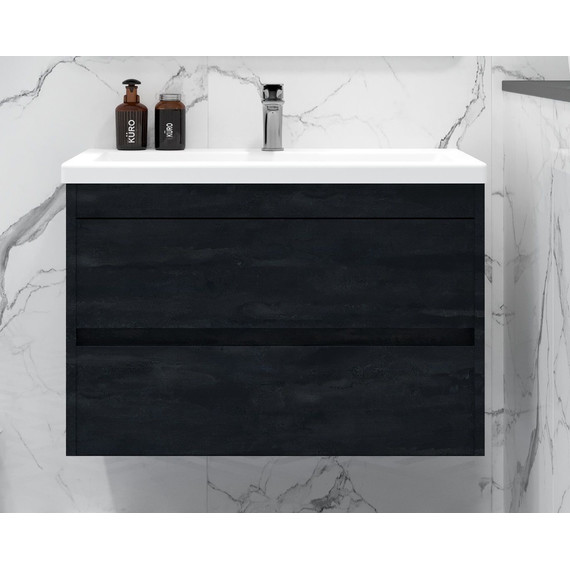 Тумба подвесная с раковиной Art&Max Family-M-750-2C-SO-HC 75 см, угольный камень - фото 