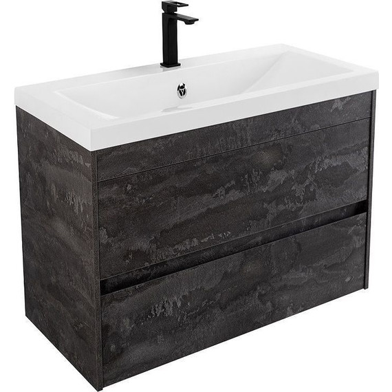 Тумба подвесная с раковиной Art&Max Family-M-750-2C-SO-IS 75 см, железный камень - фото 