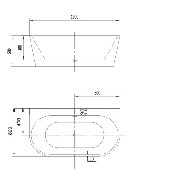 Ванна акриловая Art&Max 170x80 см AM-206A-1700-800 - фото 6