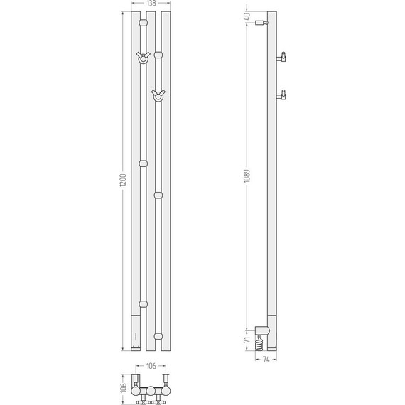 Полотенцесушитель электрический Сунержа Терция 3.0 П3 1200x106 мм L 05-5844-1211, состаренная бронза - фото 5
