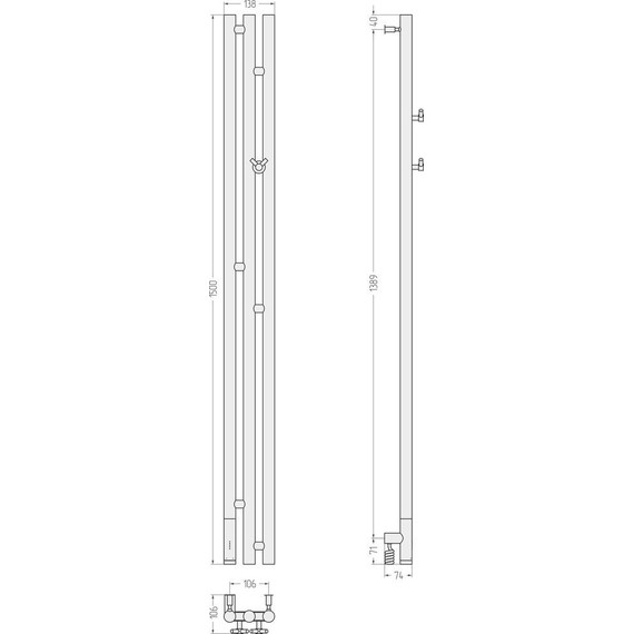 Полотенцесушитель электрический Сунержа Терция 3.0 П3 1500x106 мм L 15-5844-1511, тёмный титан муар - фото 5