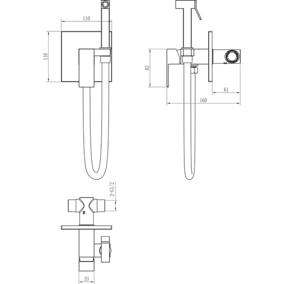 Набор для гигиенического душа Boheme Qubic 477-B, чёрный матовый, Цвет производителя: чёрный матовый - фото 2