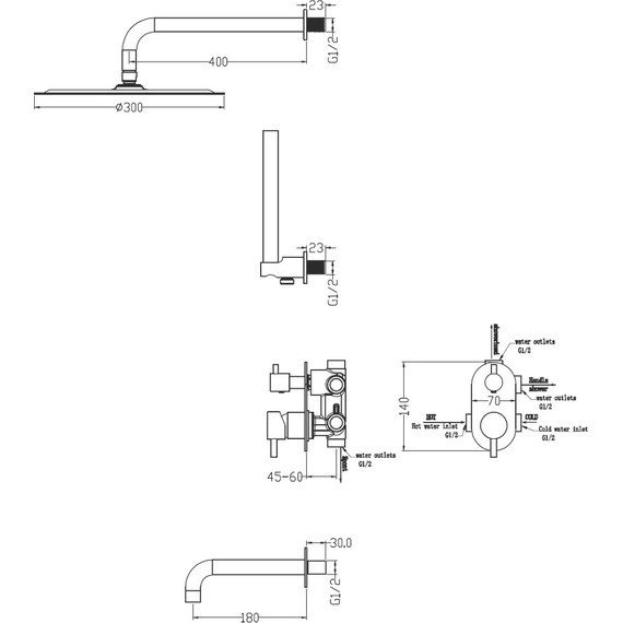 Душевая система для ванны Boheme Uno 464-2-GM, gun metal, Цвет производителя: gun metal - фото 2