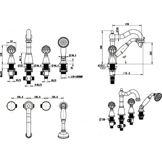 Смеситель для ванны Boheme Brillante 393, chrome - фото 2