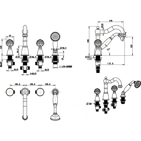 Смеситель для ванны Boheme Imperiale 392, золото - фото 2