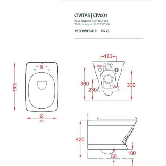 Унитаз подвесной ArtCeram Civitas CIV001 02 00, шампань глянцевый, Цвет производителя: коричневый - фото 2