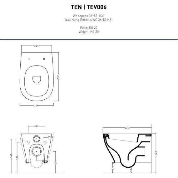 Унитаз подвесной безободковый ArtCeram Ten TEV006 01 00 сиденье с крышкой микролифт - фото 6
