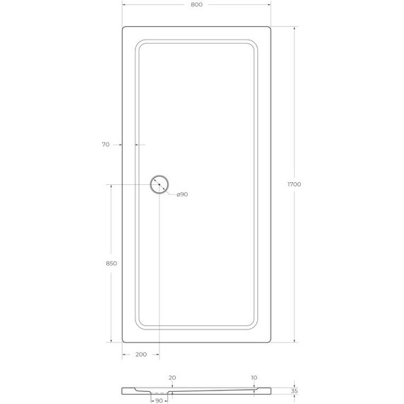 Акриловый поддон Cezares TRAY-M-AH-170/80-35-W 170х80 см - фото 3