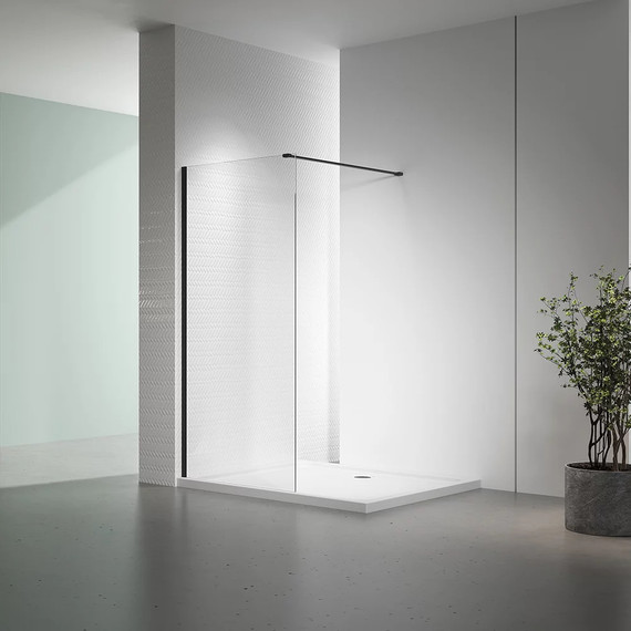 Душевая перегородка Veconi Korato 80 см KR72B-80-01-C7 (стекло 8 мм) с кронштейном в комплекте, черный/прозрачное - фото 